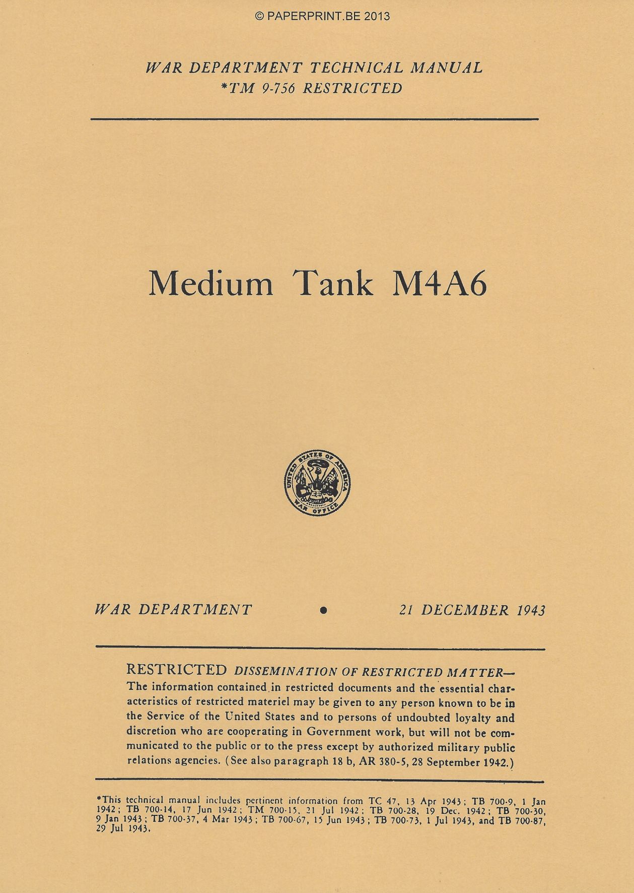 TM 9-756 US MEDIUM TANK M4A6